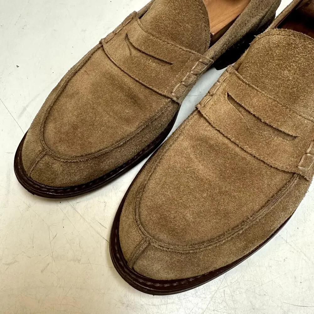 NEW HEELS Brunello Cucinell Brown Suede Penny Loafer Made in Italy EU 43 US 10 D